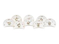 A Set of Eight Herend Rothschild Bird Crescent-Form Side Plates