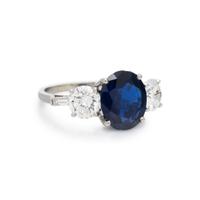 BIRKS, SAPPHIRE, DIAMOND, AND PLATINUM RING