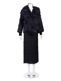Three Issey Miyake Pleated Items: One Jacket, One Top, and One Skirt