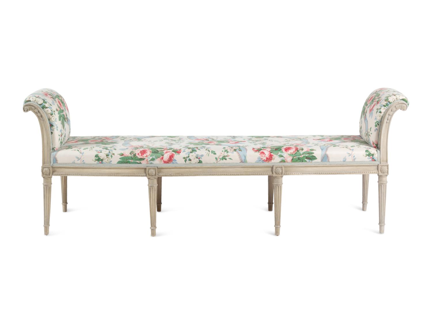 A Louis XVI Style Grey-Painted Window Seat