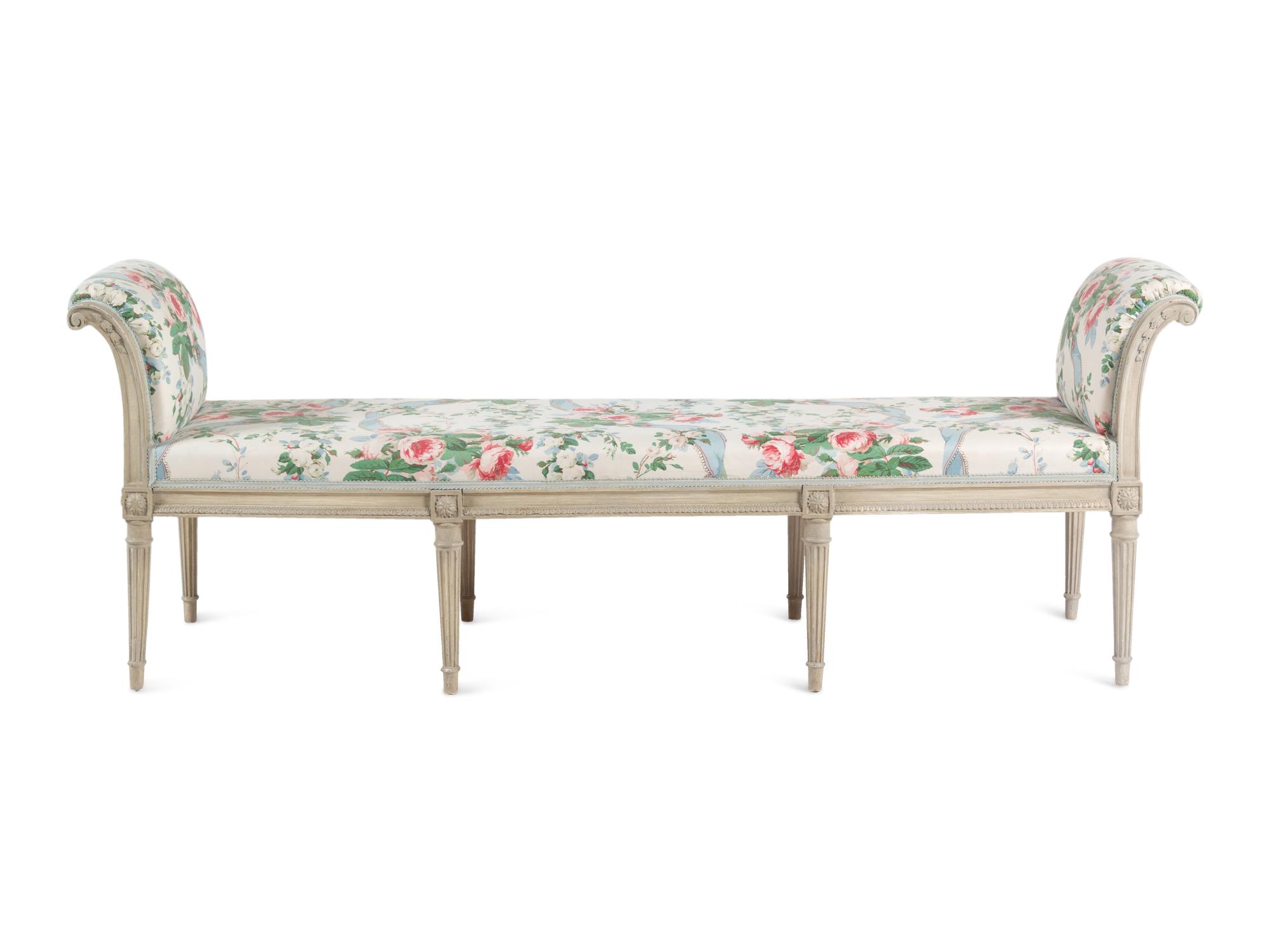 A Louis XVI Style Grey-Painted Window Seat