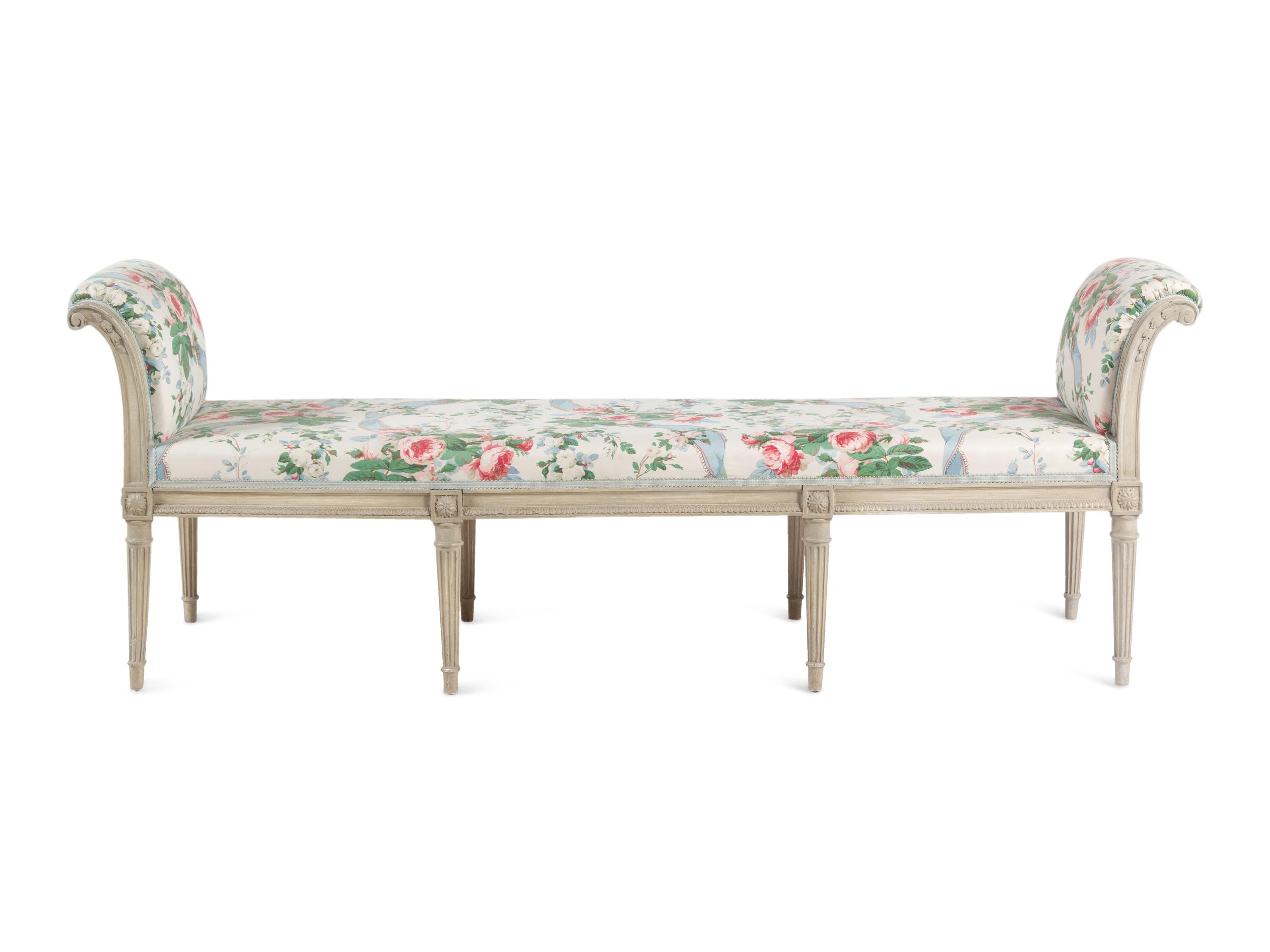 A Louis XVI Style Grey-Painted Window Seat