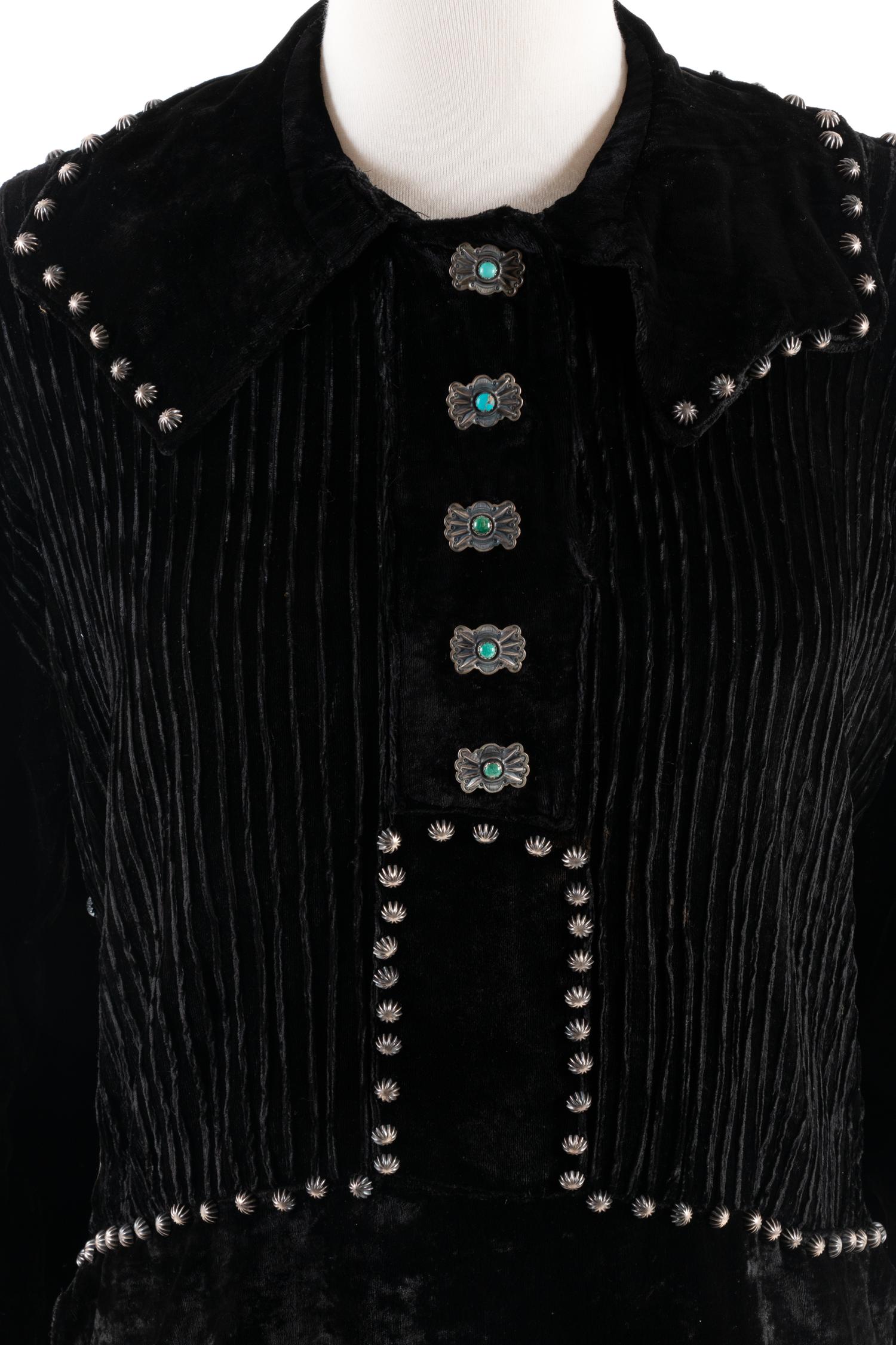 Navajo Velveteen Blouse, with Silver Concha Buttons