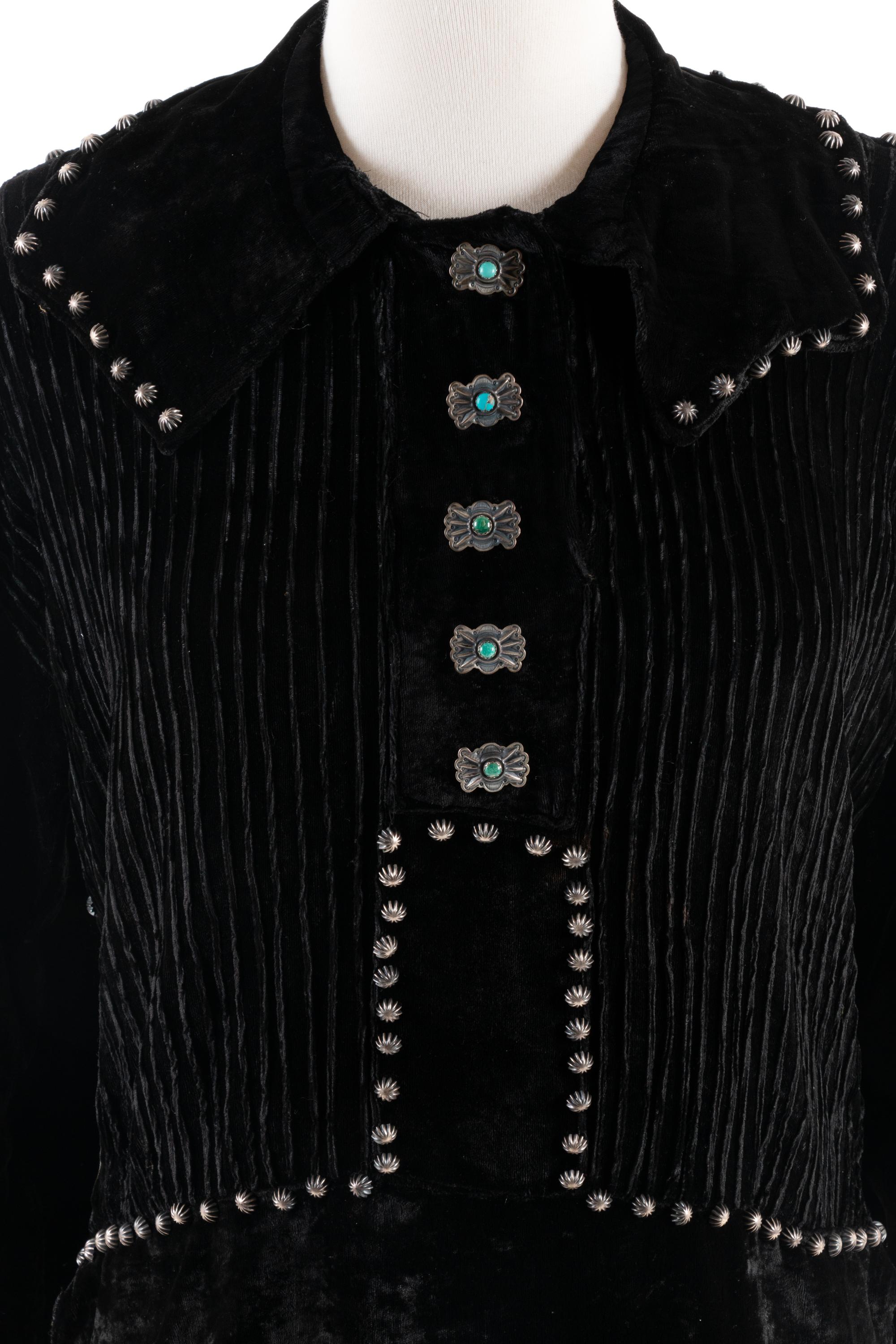 Navajo Velveteen Blouse, with Silver Concha Buttons