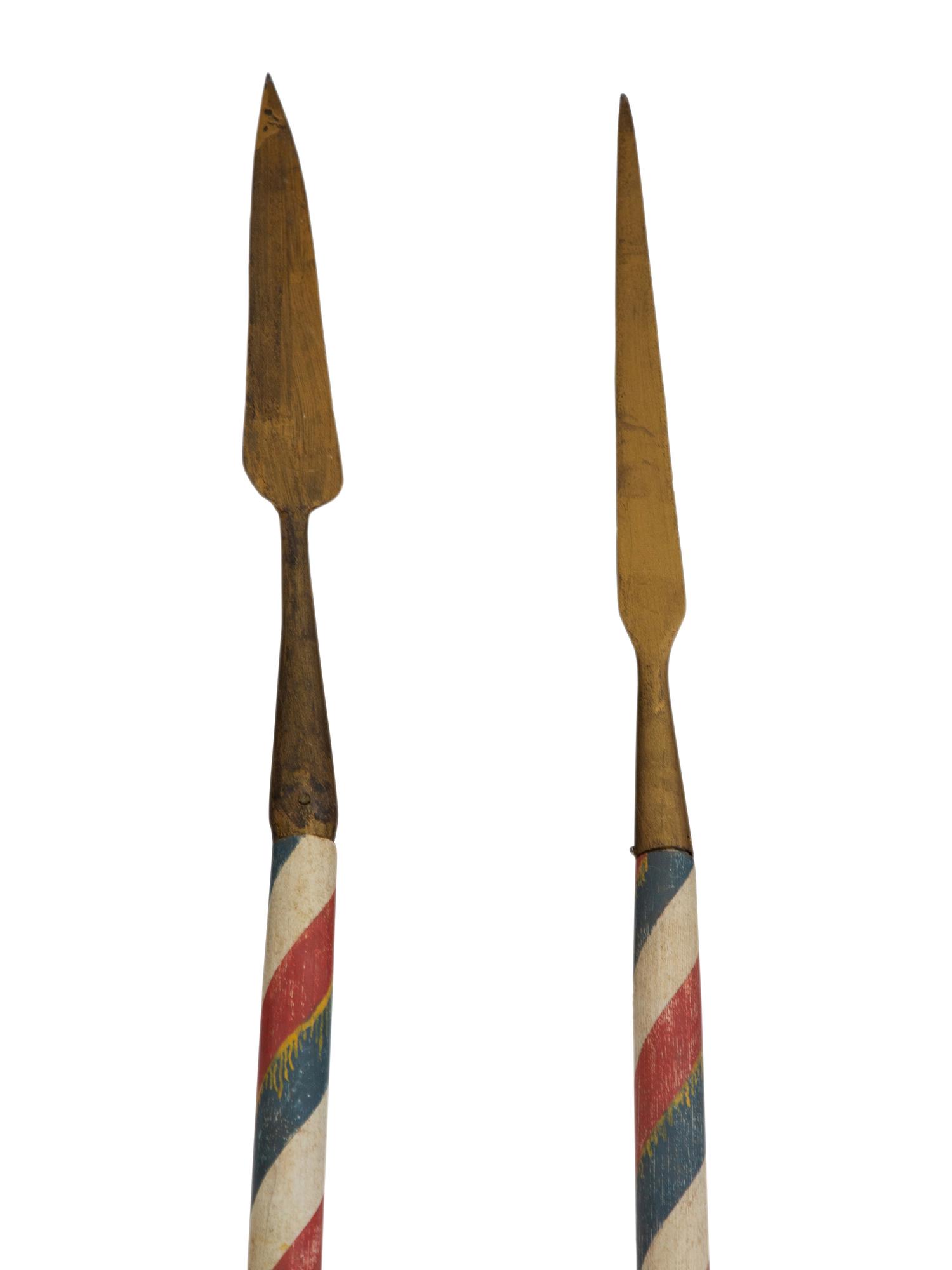 Four French Painted Javelins with Brass Blades