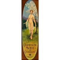 A Champagne Moët Et Chandon Art Nouveau Painted Panel Advertisement