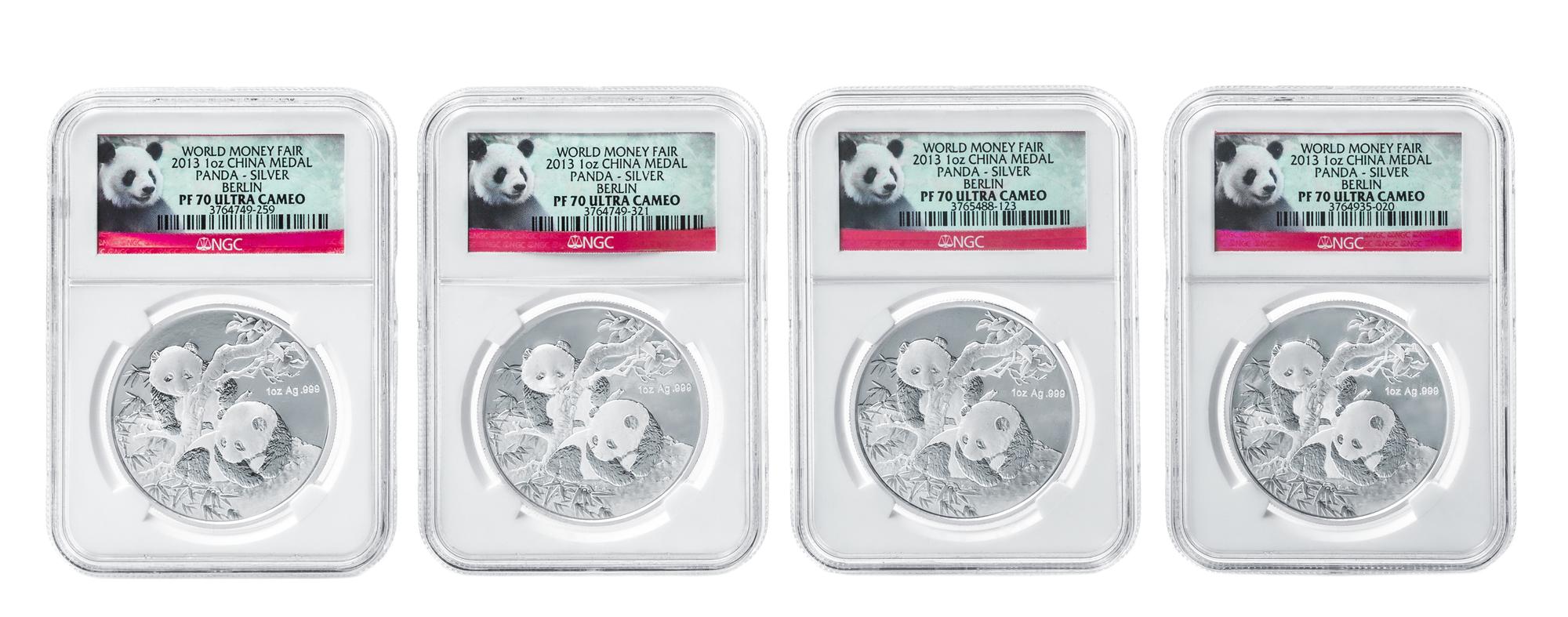 A Group of Eight China 2013 Panda Commemorative 1 oz. Silver Proofs