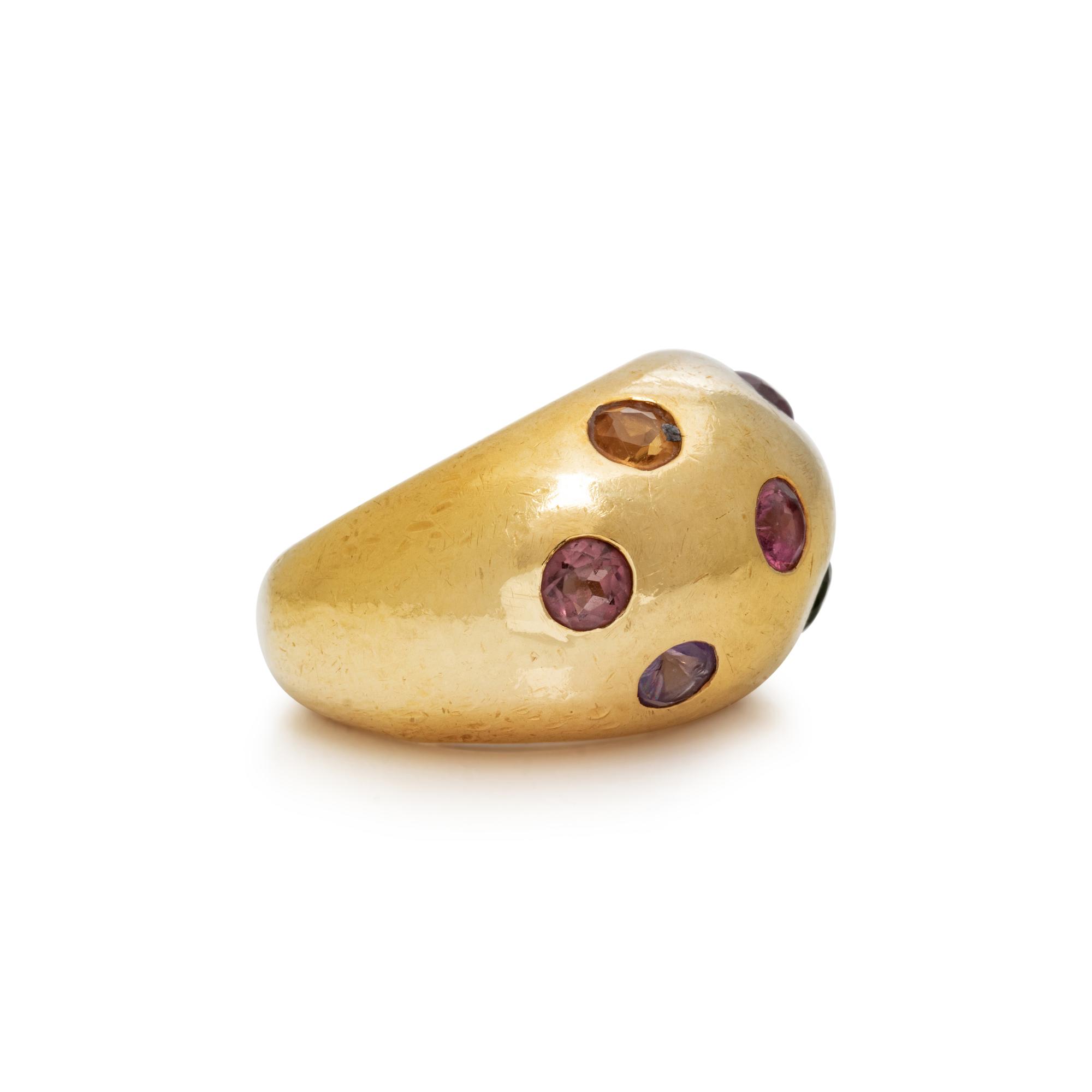 YELLOW GOLD AND MULTIGEM BOMBÉ RING