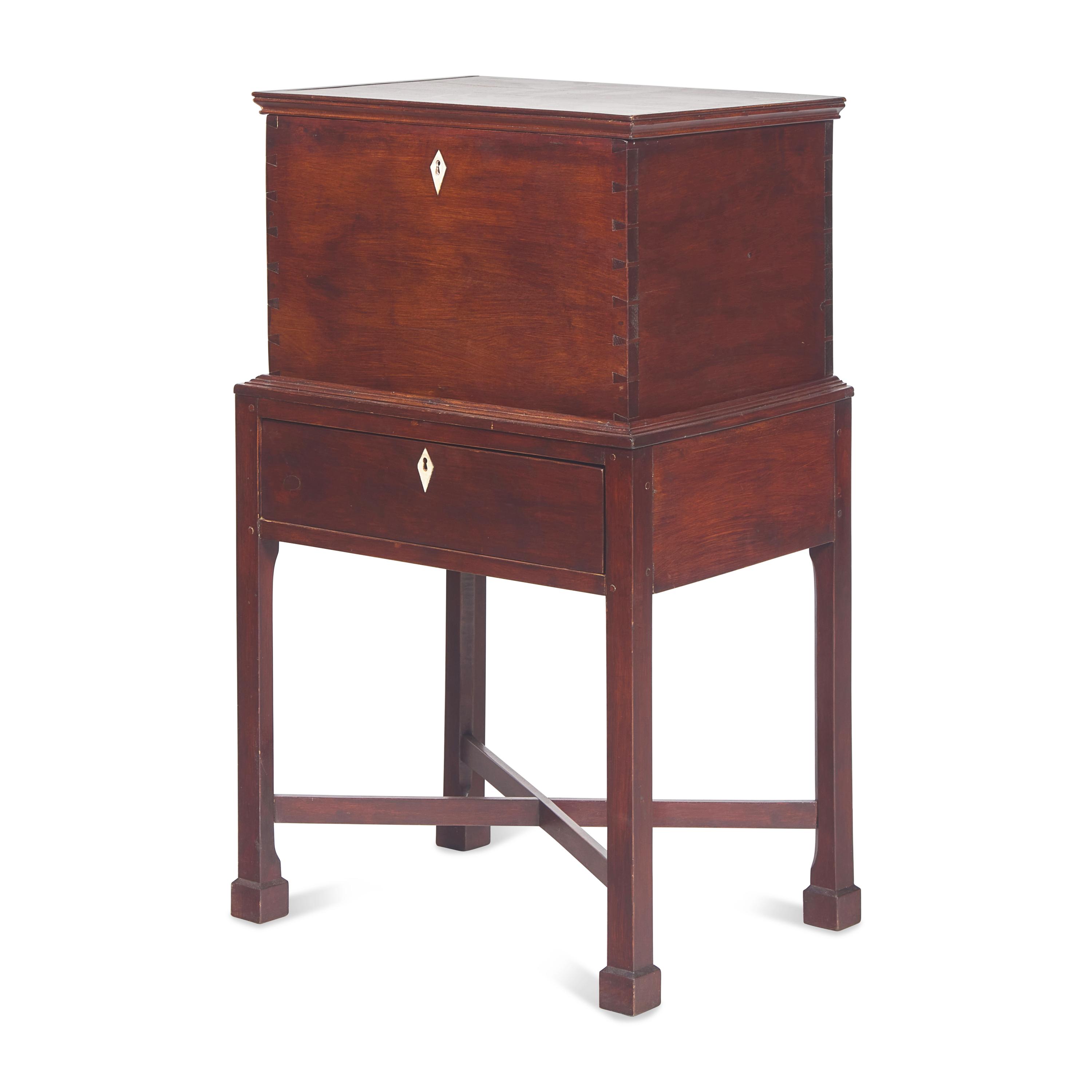 A Chippendale Stained Poplar Cellarette on Stand