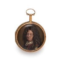 PORTRAIT ENAMEL HUNTER CASE POCKET WATCH