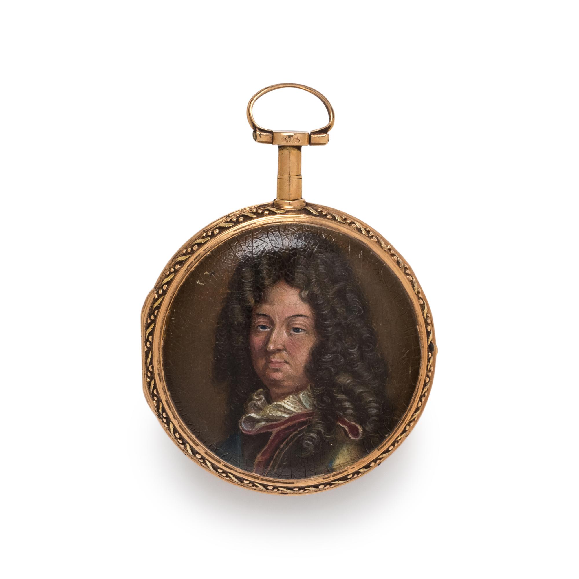 PORTRAIT ENAMEL HUNTER CASE POCKET WATCH