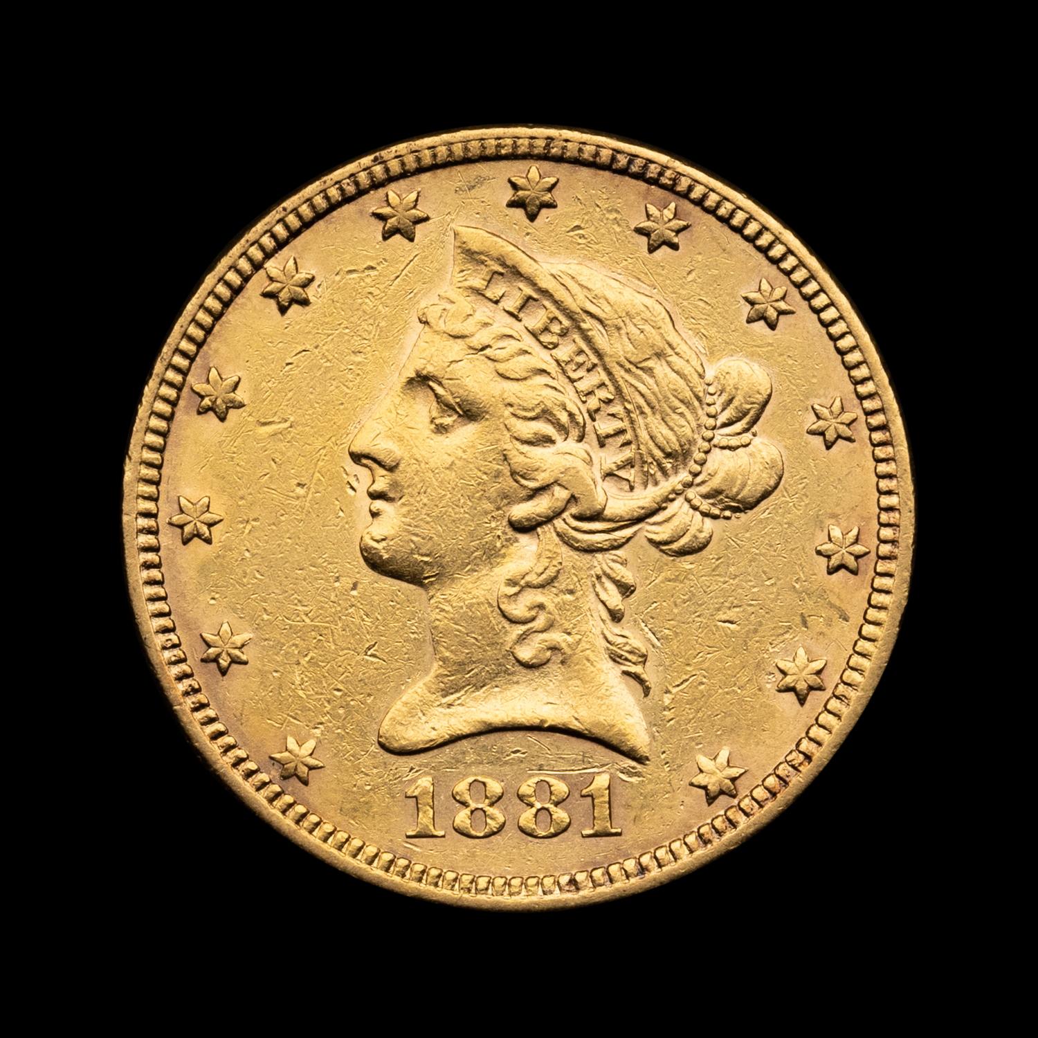 An 1881 Liberty Head $10 Gold Coin