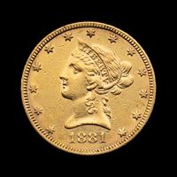 An 1881 Liberty Head $10 Gold Coin