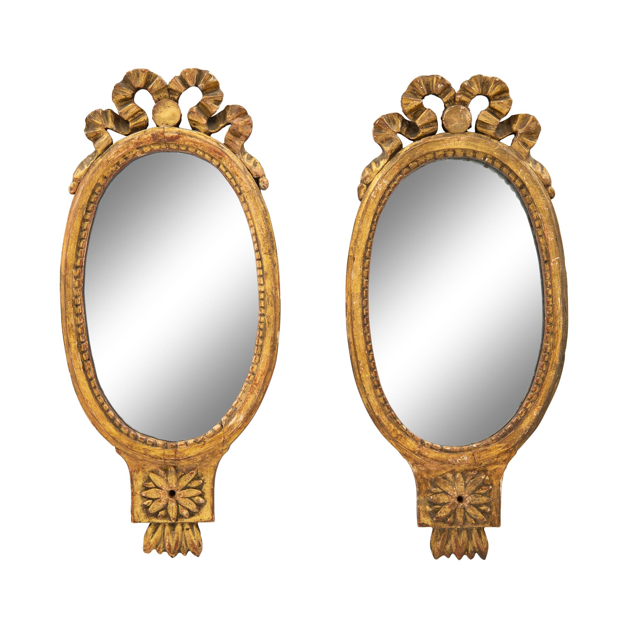 A Pair of George III Style Giltwood Diminutive Mirrors