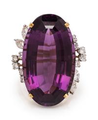 An 18 Karat Yellow Gold, Platinum, Amethyst and Diamond Ring, H. Stern,