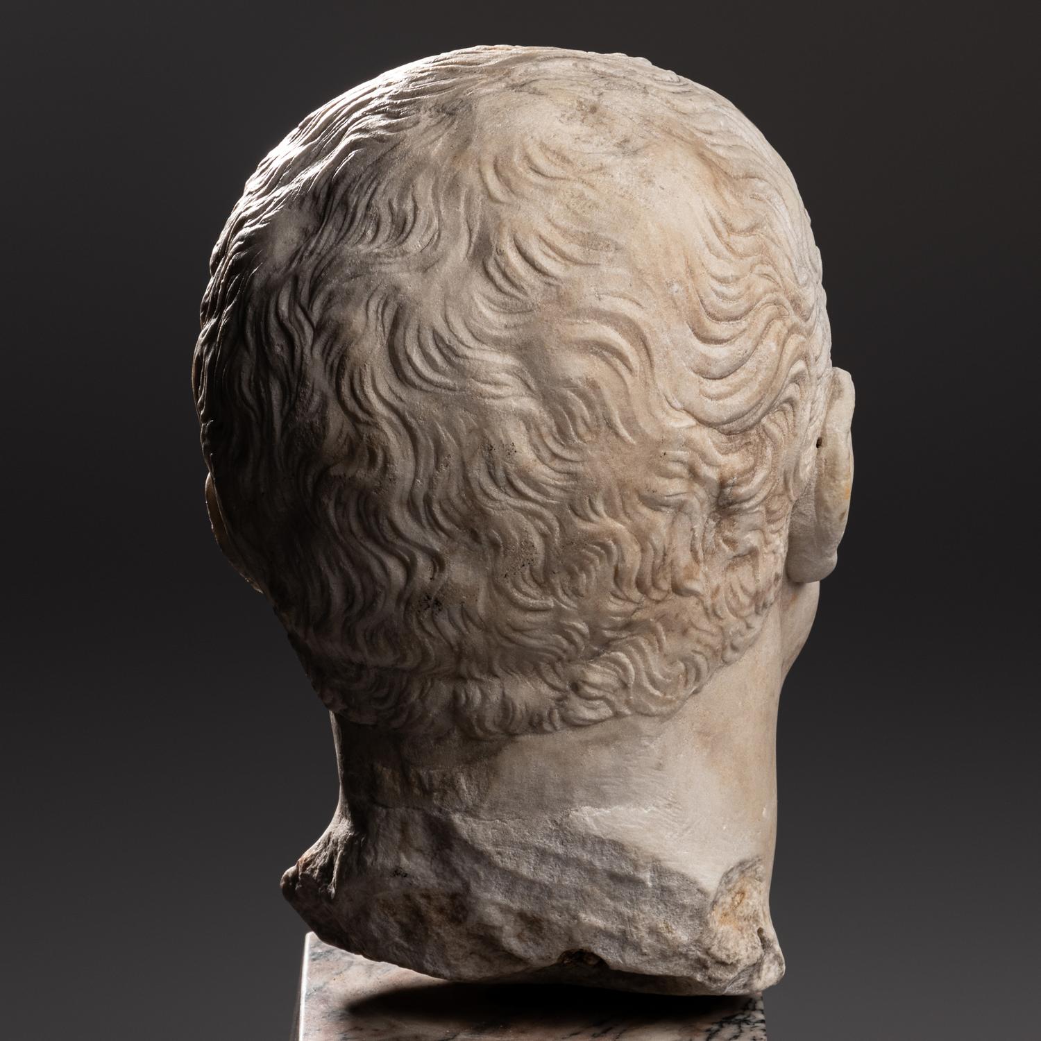 A Grand Tour Marble Portrait Head of Emperor Aulus Vitellius