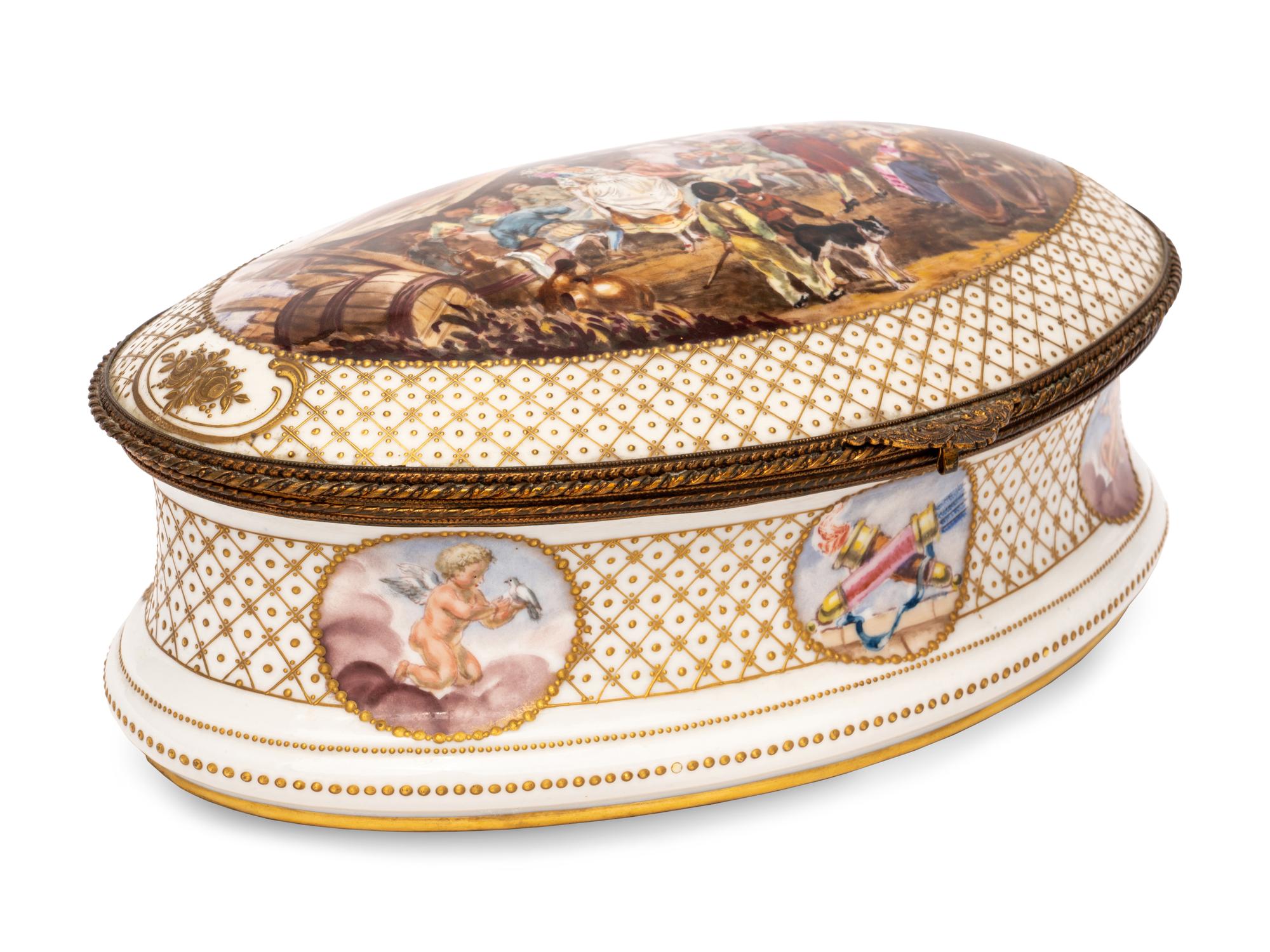 A Sèvres Style Porcelain Table Casket