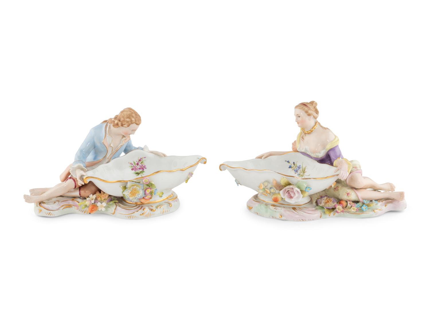 A Pair of Dresden Porcelain Sweetmeat Dishes