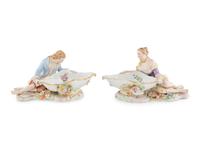 A Pair of Dresden Porcelain Sweetmeat Dishes