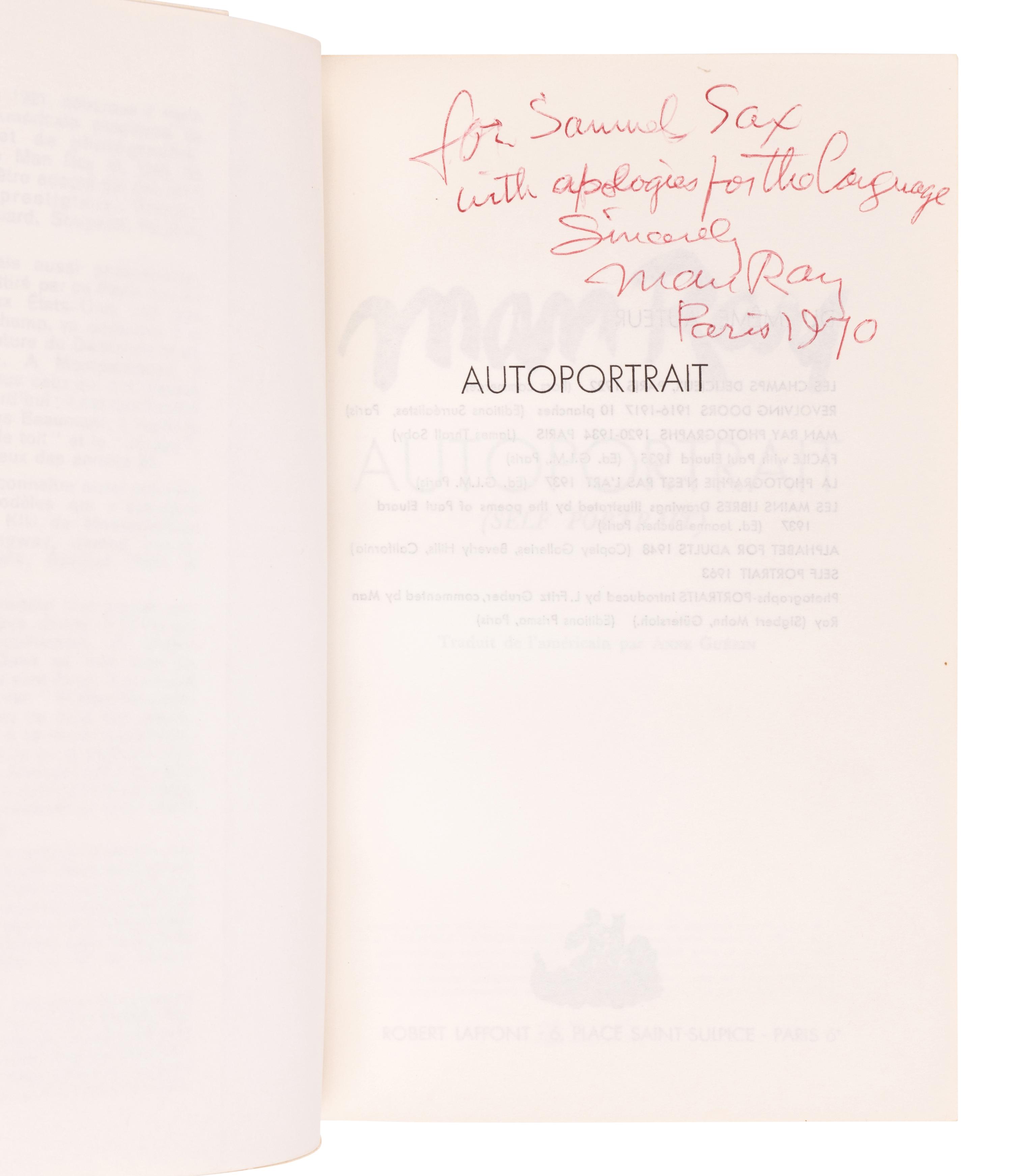 [ARTIST BOOKS]. RAY, Man (1890-1976). Autoportrait. Paris: Robert Laffont, 1964.