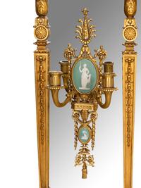 A Fine Edwardian Giltwood and Gesso Overmantel Mirror with Wedgwood-Style Plaques
