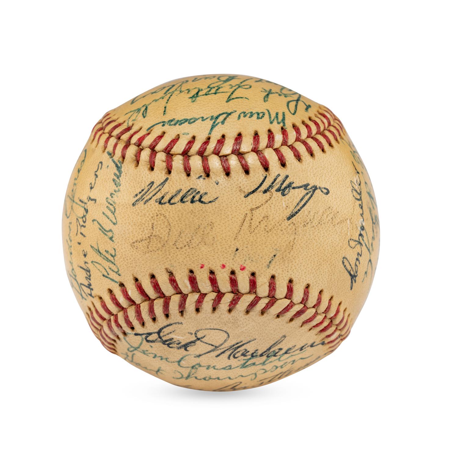 A 1957 New York Giants Team Signed Autograph Baseball Including Willie Mays (JSA Letter of Authenticity),