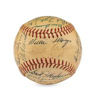 A 1957 New York Giants Team Signed Autograph Baseball Including Willie Mays (JSA Letter of Authenticity),