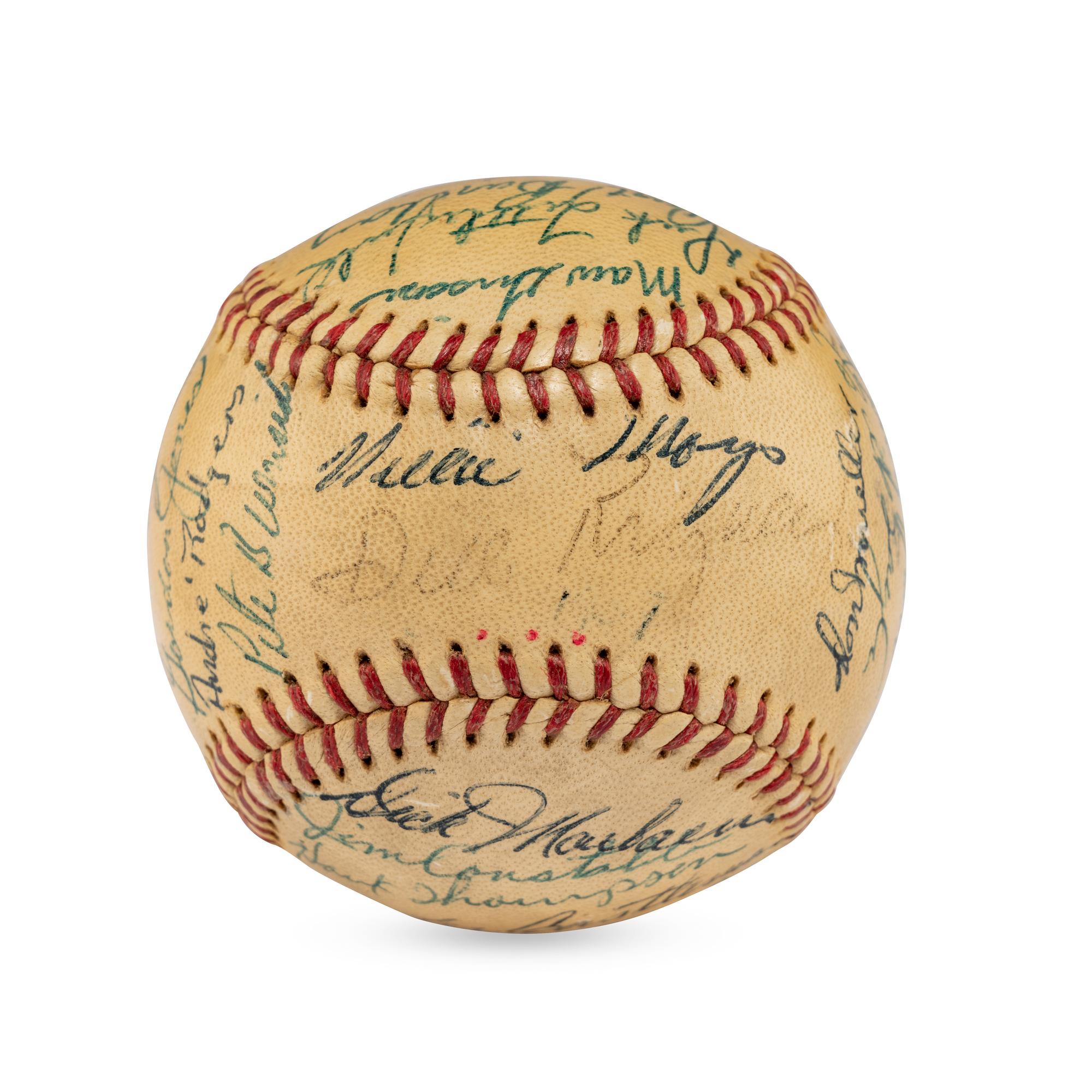 A 1957 New York Giants Team Signed Autograph Baseball Including Willie Mays (JSA Letter of Authenticity),