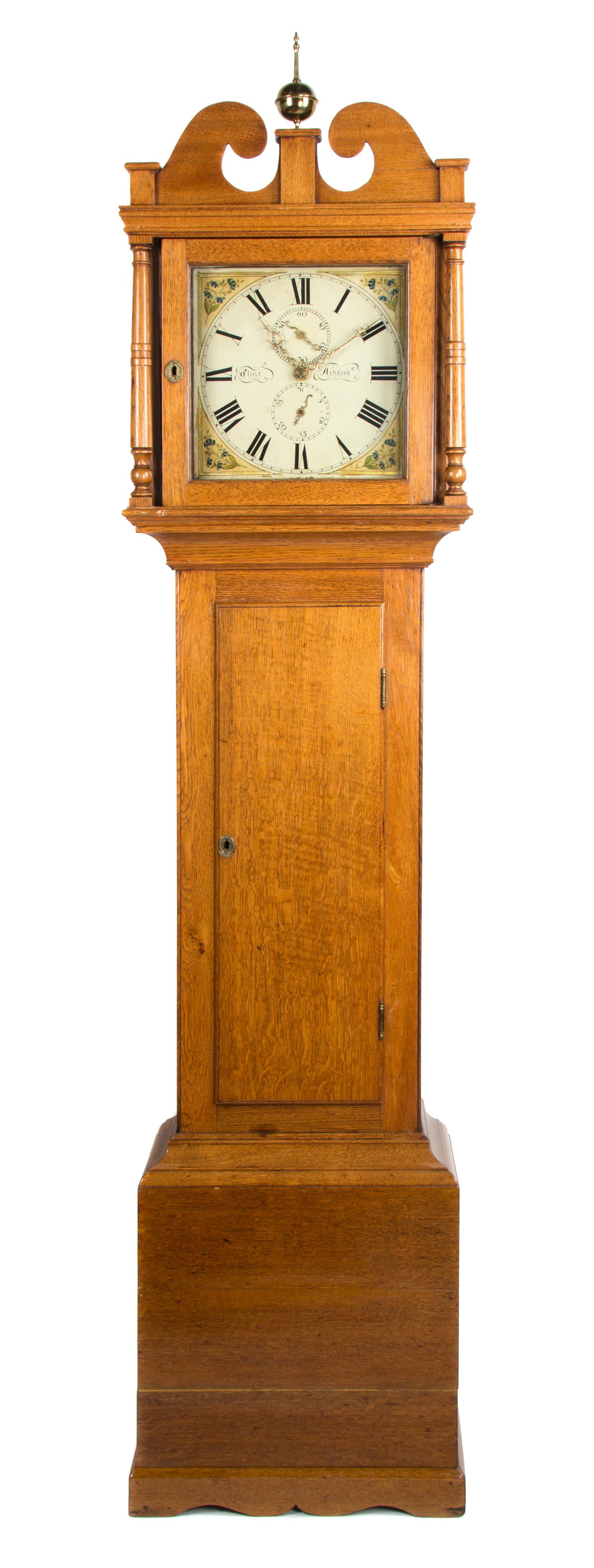A George IV Tall Oak Case Clock Height 83 x width 19 x depth 9 1/2 inches. — 19TH CENTURY