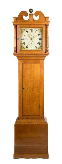 A George IV Tall Oak Case Clock Height 83 x width 19 x depth 9 1/2 inches. — 19TH CENTURY