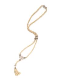 ANTIQUE, PLATINUM-TOPPED YELLOW GOLD, SEED PEARL AND DIAMOND SAUTOIR NECKLACE