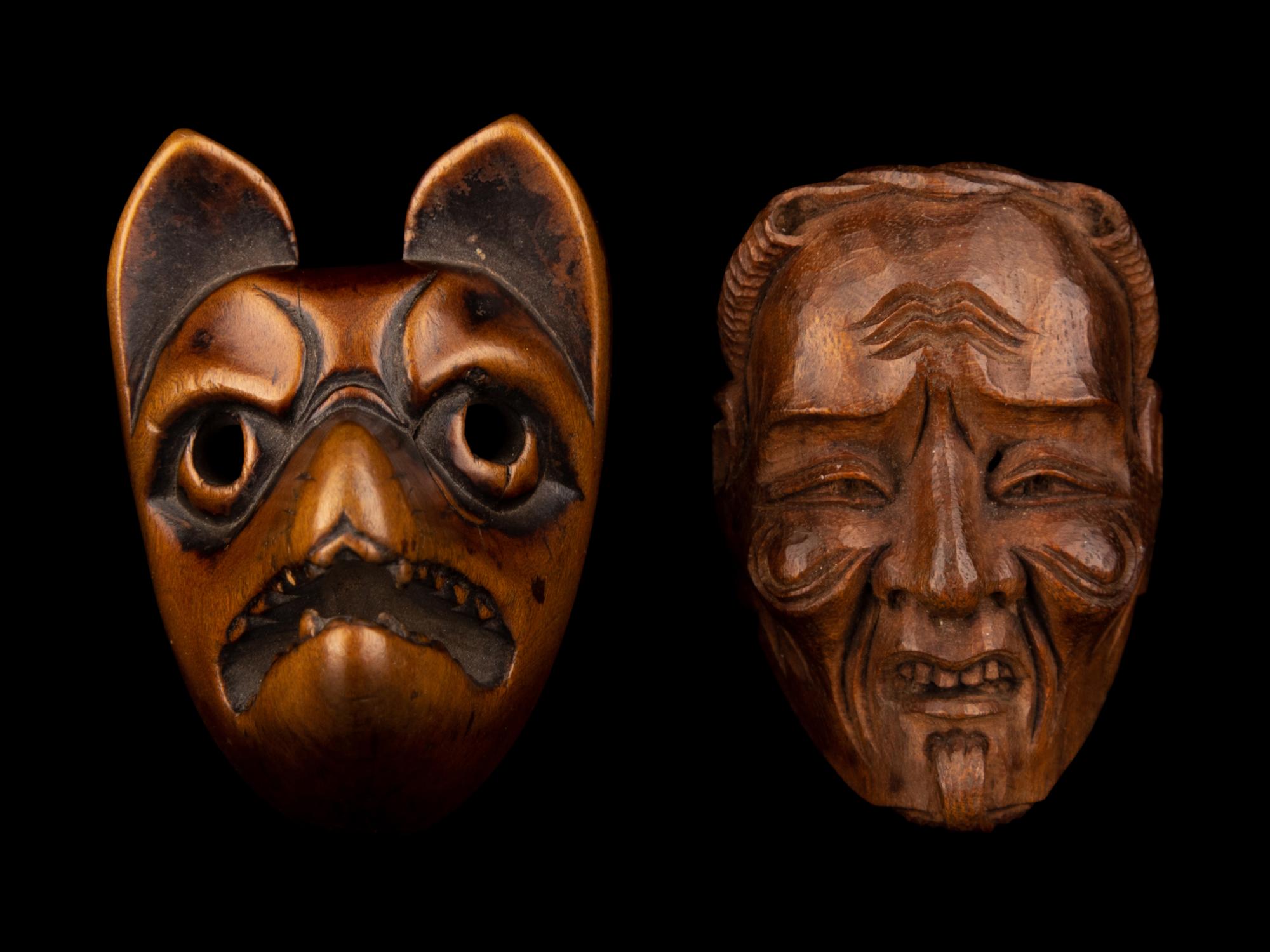 Five Japanese Carved Wood Netsuke