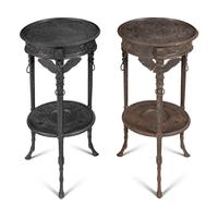 A Pair of Neoclassical Style Cast Iron Side Tables