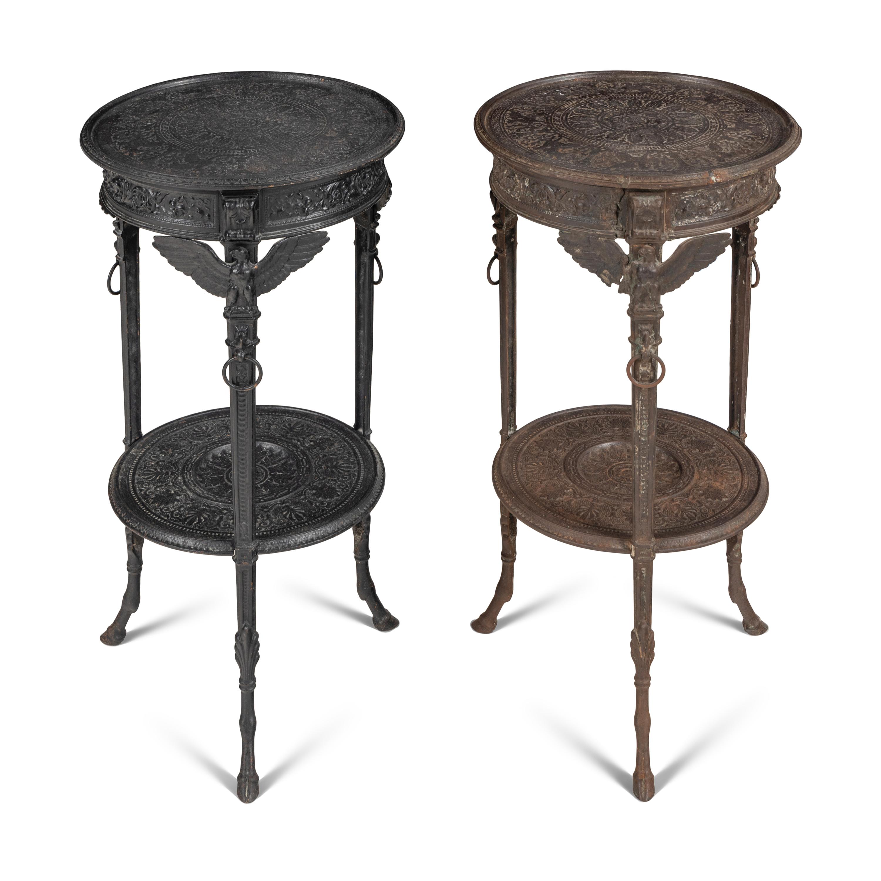 A Pair of Neoclassical Style Cast Iron Side Tables