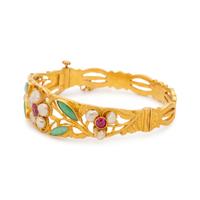 HIGH KARAT GOLD AND MULTIGEM BANGLE BRACELET