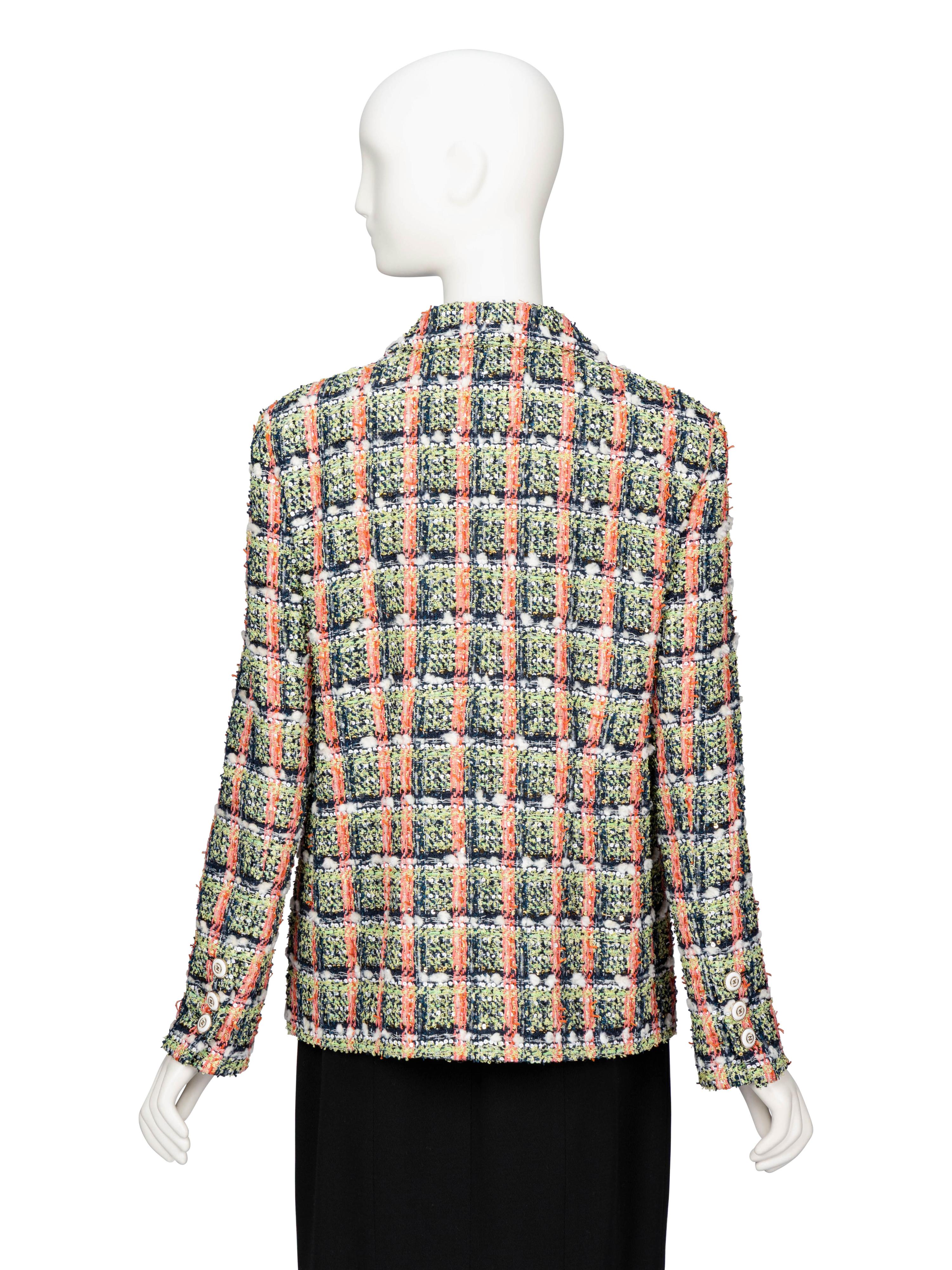 Chanel, Multicolor Plaid Fantasy Tweed Jacket