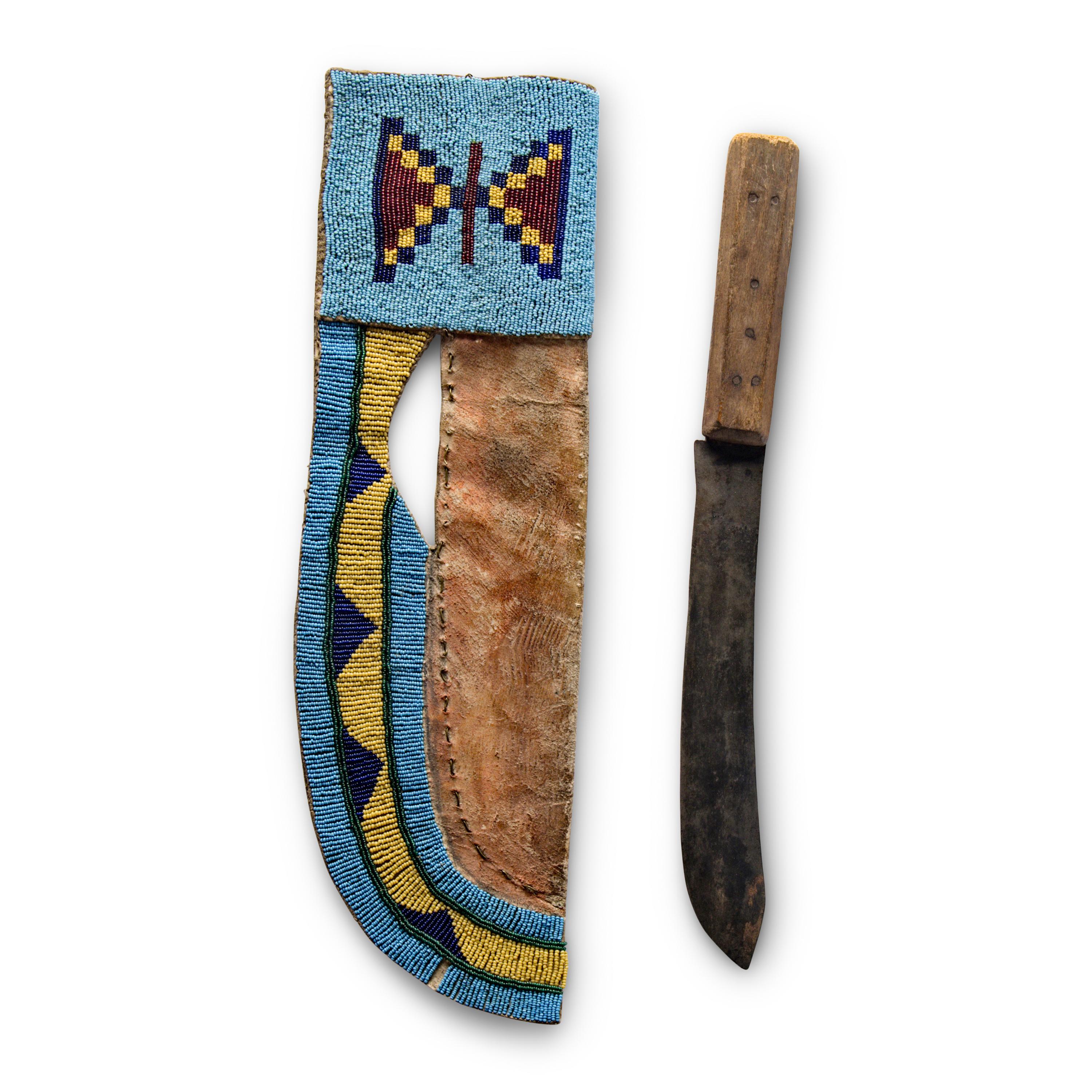Northern Plains Beaded Hide Knife Sheath, with Knife