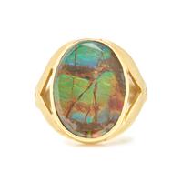 YELLOW GOLD AND AMMONITE DOUBLET RING