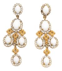 A Pair of Kenneth Jay Lane Goldtone Drop Earclips, 4" x 1.5".