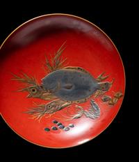 Three Japanese Lacquer 'Fish' Dishes