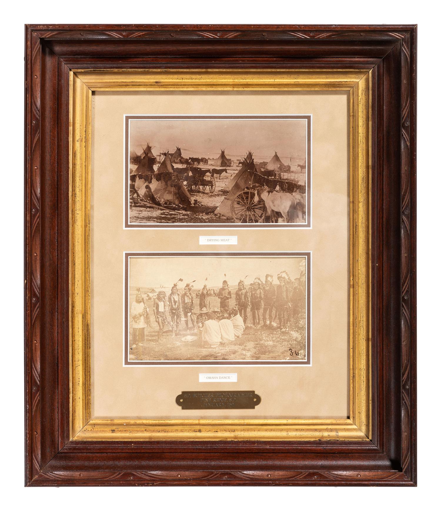 [NATIVE AMERICANS]. A group of 2 boudoir photographs taken at Pine Ridge, South Dakota. West Union, NE: Solomon D. Butcher, 1891.