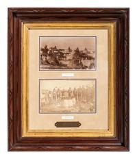 [NATIVE AMERICANS]. A group of 2 boudoir photographs taken at Pine Ridge, South Dakota. West Union, NE: Solomon D. Butcher, 1891.