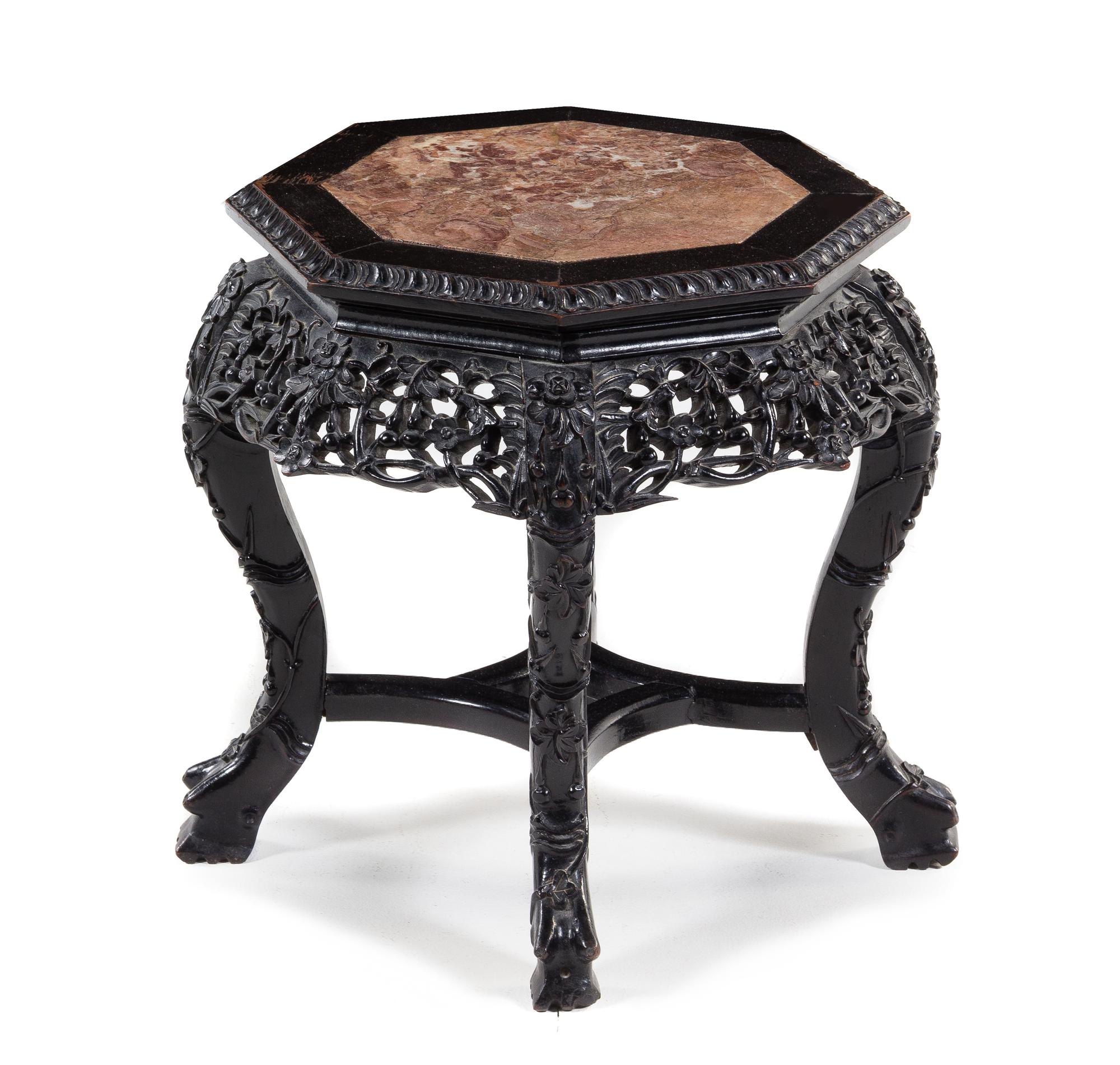 A Chinese Carved Pedestal Height 18 inches. — 19TH/20TH CENTURY