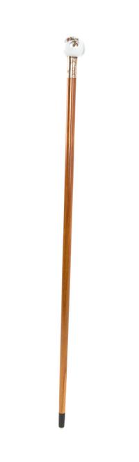 An American Porcelain Handled Walking Stick, Diameter of handle 1 3/4 x length overall 34 3/4 inches.