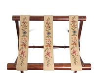 A Needlepoint Upholstered Mahogany Side Chair and Luggage Rack