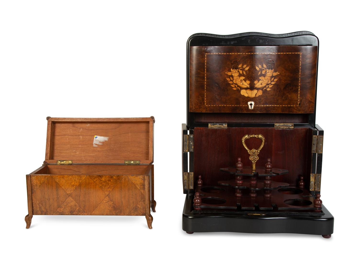 Two Continental Marquetry Boxes
