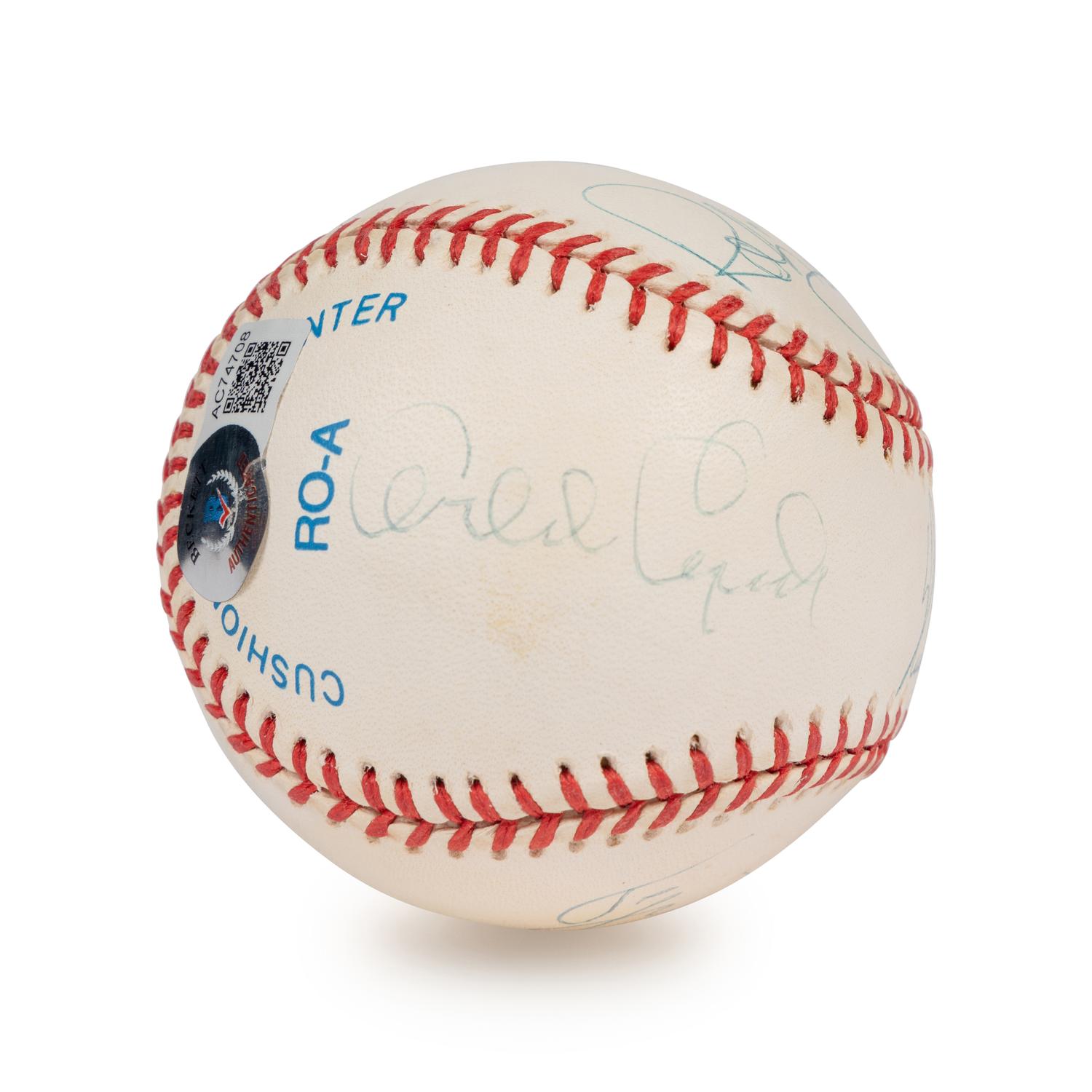 A Nolan Ryan, George Brett, Robin Yount and Orlando Cepeda 1999 Hall of Fame Signed Autograph Baseball (Beckett Authentication Services Letter)