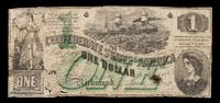 An 1862 Confederate States of America T-45 $1 Note