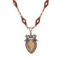 VICTORIAN, DIAMOND, SEED PEARL, AND ENAMEL MOURNING NECKLACE