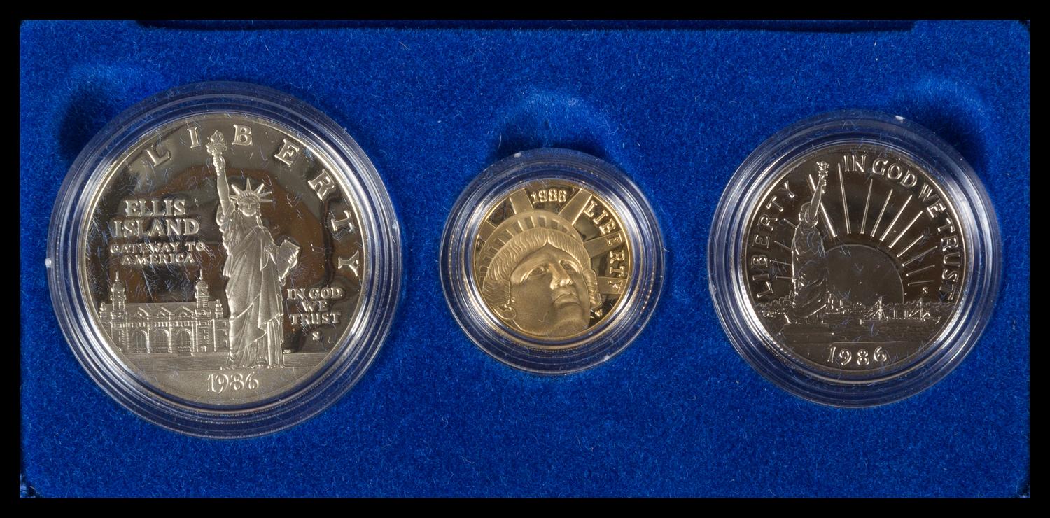 A United States 1986 Ellis Island: Centennial Three-Coin Set